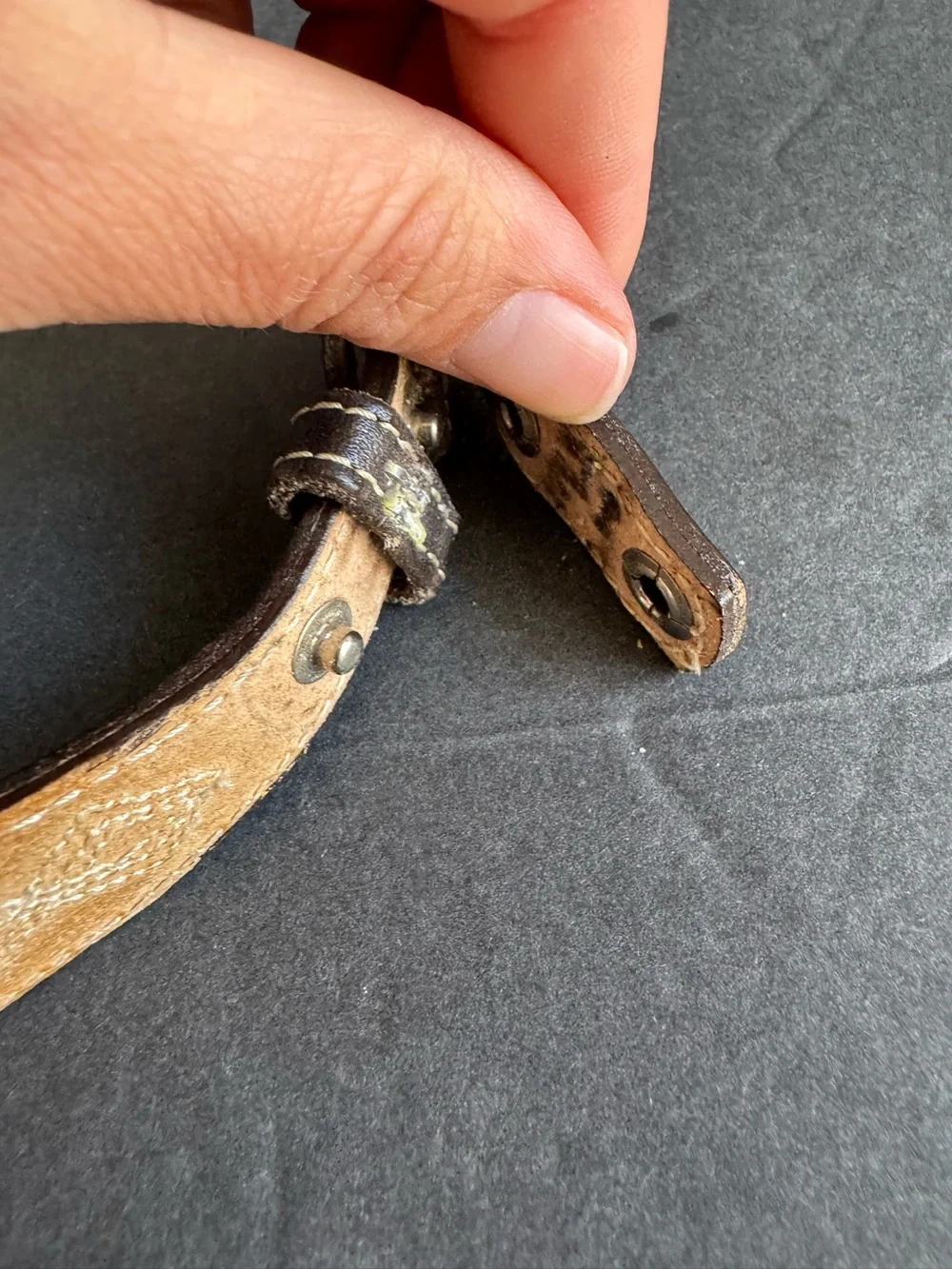 Vintage Brown Leather Belt Stitched Western Detail Unisex Womens Medium